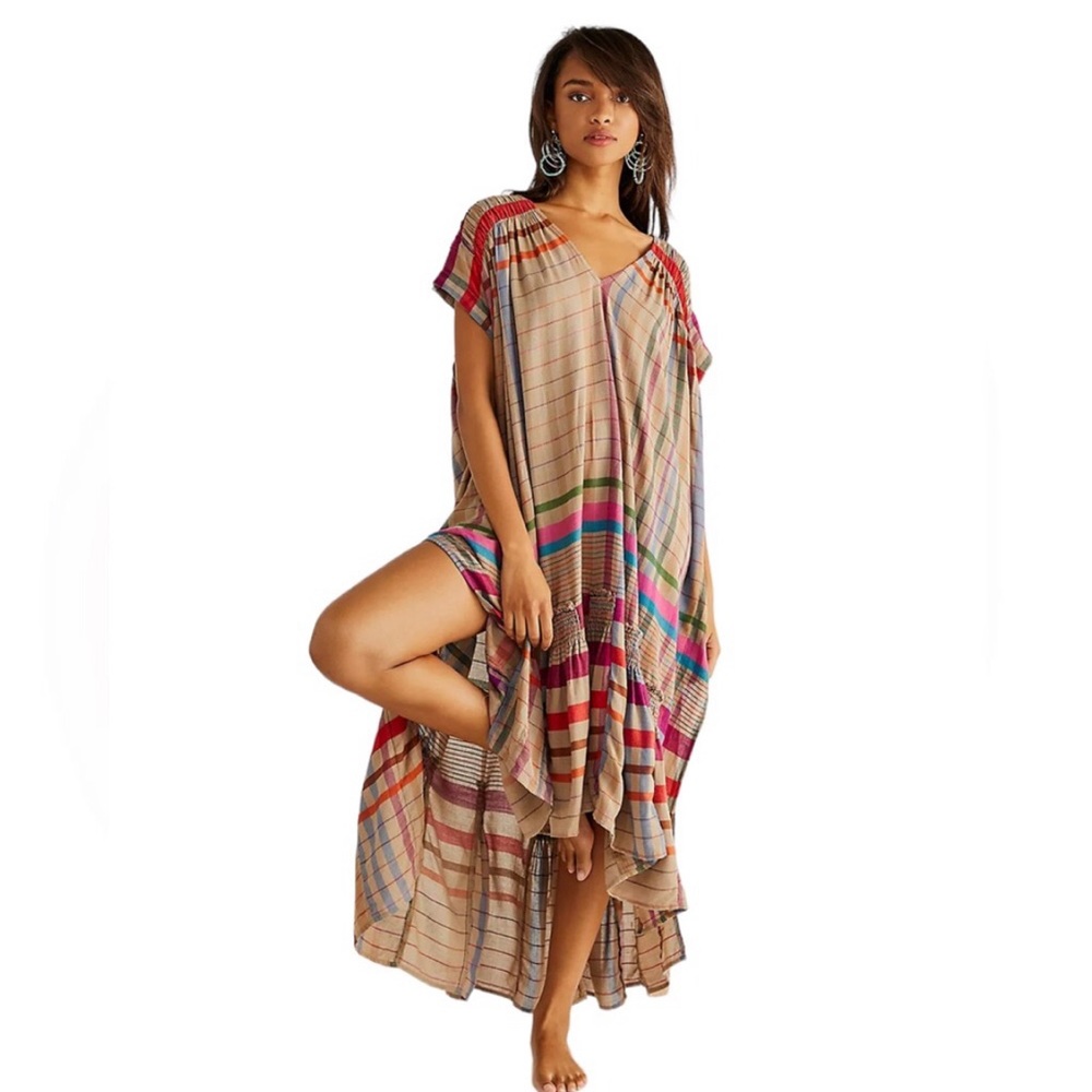 Free People Kaleidoscope maxi short sleeve oversize bohemian dress size small